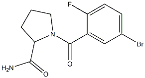 1-[(5-bromo-2-fluorophenyl)carbonyl]pyrrolidine-2-carboxamide 化学構造式