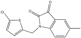 1-[(5-chlorothiophen-2-yl)methyl]-5-methyl-2,3-dihydro-1H-indole-2,3-dione,,结构式