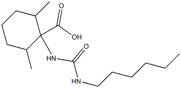 1-[(hexylcarbamoyl)amino]-2,6-dimethylcyclohexane-1-carboxylic acid,,结构式