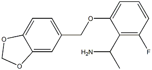 1-[2-(2H-1,3-benzodioxol-5-ylmethoxy)-6-fluorophenyl]ethan-1-amine 结构式