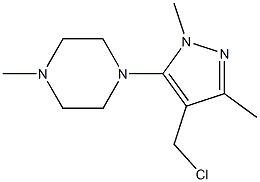 1-[4-(chloromethyl)-1,3-dimethyl-1H-pyrazol-5-yl]-4-methylpiperazine Struktur