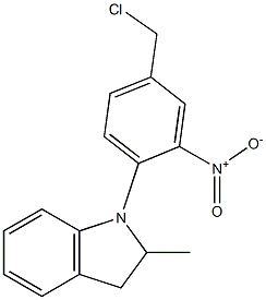1-[4-(chloromethyl)-2-nitrophenyl]-2-methyl-2,3-dihydro-1H-indole 化学構造式