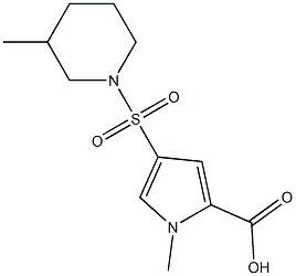 1-methyl-4-[(3-methylpiperidin-1-yl)sulfonyl]-1H-pyrrole-2-carboxylic acid,,结构式