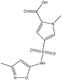 1-methyl-4-{[(3-methylisoxazol-5-yl)amino]sulfonyl}-1H-pyrrole-2-carboxylic acid,,结构式