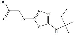 2-({5-[(2-methylbutan-2-yl)amino]-1,3,4-thiadiazol-2-yl}sulfanyl)acetic acid,,结构式