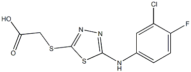 2-({5-[(3-chloro-4-fluorophenyl)amino]-1,3,4-thiadiazol-2-yl}sulfanyl)acetic acid,,结构式