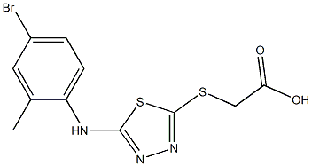 2-({5-[(4-bromo-2-methylphenyl)amino]-1,3,4-thiadiazol-2-yl}sulfanyl)acetic acid Struktur