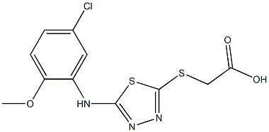 2-({5-[(5-chloro-2-methoxyphenyl)amino]-1,3,4-thiadiazol-2-yl}sulfanyl)acetic acid,,结构式