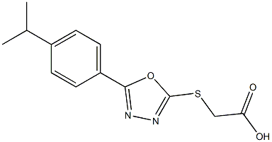 2-({5-[4-(propan-2-yl)phenyl]-1,3,4-oxadiazol-2-yl}sulfanyl)acetic acid 结构式