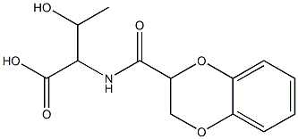 2-(2,3-dihydro-1,4-benzodioxin-2-ylformamido)-3-hydroxybutanoic acid 化学構造式