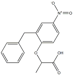 2-(2-benzyl-4-nitrophenoxy)propanoic acid Struktur