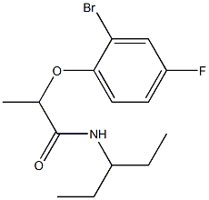 2-(2-bromo-4-fluorophenoxy)-N-(pentan-3-yl)propanamide,,结构式