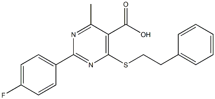 2-(4-fluorophenyl)-4-methyl-6-[(2-phenylethyl)thio]pyrimidine-5-carboxylic acid 化学構造式