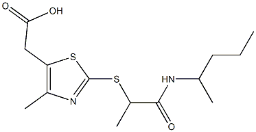 2-(4-methyl-2-{[1-(pentan-2-ylcarbamoyl)ethyl]sulfanyl}-1,3-thiazol-5-yl)acetic acid 结构式