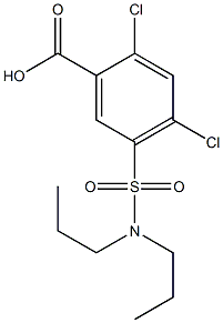 2,4-dichloro-5-(dipropylsulfamoyl)benzoic acid 化学構造式