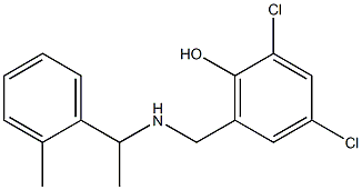 2,4-dichloro-6-({[1-(2-methylphenyl)ethyl]amino}methyl)phenol 化学構造式