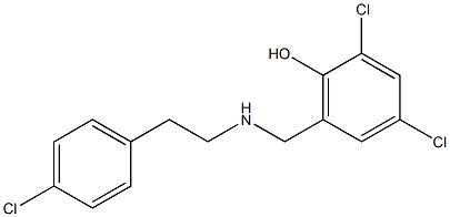2,4-dichloro-6-({[2-(4-chlorophenyl)ethyl]amino}methyl)phenol Struktur