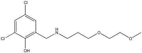 2,4-dichloro-6-({[3-(2-methoxyethoxy)propyl]amino}methyl)phenol 化学構造式