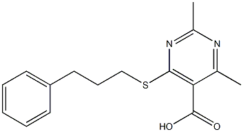 2,4-dimethyl-6-[(3-phenylpropyl)thio]pyrimidine-5-carboxylic acid Structure
