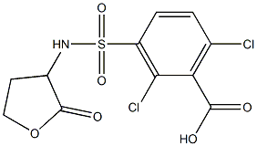 2,6-dichloro-3-[(2-oxooxolan-3-yl)sulfamoyl]benzoic acid 化学構造式