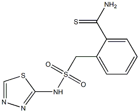2-[(1,3,4-thiadiazol-2-ylsulfamoyl)methyl]benzene-1-carbothioamide 化学構造式