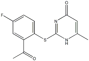 2-[(2-acetyl-4-fluorophenyl)sulfanyl]-6-methyl-1,4-dihydropyrimidin-4-one Structure