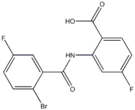 2-[(2-bromo-5-fluorobenzene)amido]-4-fluorobenzoic acid 化学構造式