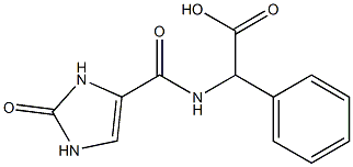 2-[(2-oxo-2,3-dihydro-1H-imidazol-4-yl)formamido]-2-phenylacetic acid Struktur