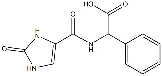 2-[(2-oxo-2,3-dihydro-1H-imidazol-4-yl)formamido]-2-phenylacetic acid 化学構造式