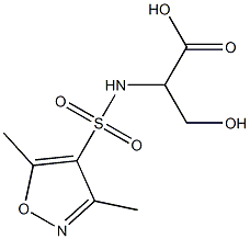 2-[(3,5-dimethyl-1,2-oxazole-4-)sulfonamido]-3-hydroxypropanoic acid 结构式