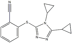 2-[(4,5-dicyclopropyl-4H-1,2,4-triazol-3-yl)sulfanyl]benzonitrile Struktur