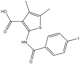 2-[(4-iodobenzene)amido]-4,5-dimethylthiophene-3-carboxylic acid,,结构式