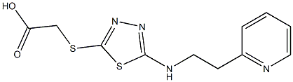2-[(5-{[2-(pyridin-2-yl)ethyl]amino}-1,3,4-thiadiazol-2-yl)sulfanyl]acetic acid Struktur