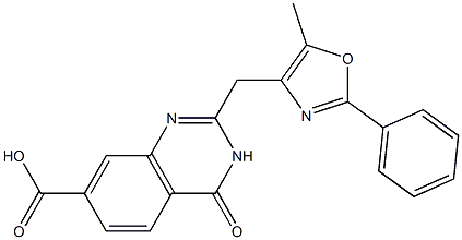 2-[(5-methyl-2-phenyl-1,3-oxazol-4-yl)methyl]-4-oxo-3,4-dihydroquinazoline-7-carboxylic acid,,结构式