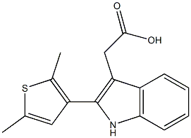 2-[2-(2,5-dimethylthiophen-3-yl)-1H-indol-3-yl]acetic acid 化学構造式
