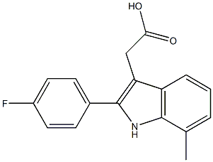 2-[2-(4-fluorophenyl)-7-methyl-1H-indol-3-yl]acetic acid Struktur