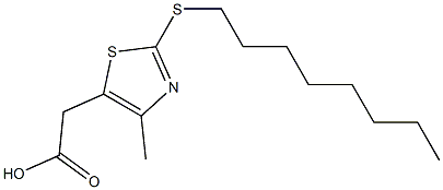 2-[4-methyl-2-(octylsulfanyl)-1,3-thiazol-5-yl]acetic acid Struktur