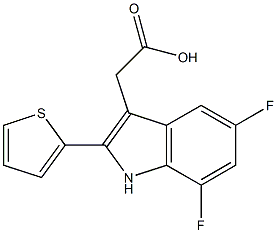 2-[5,7-difluoro-2-(thiophen-2-yl)-1H-indol-3-yl]acetic acid Structure