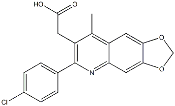 2-[6-(4-chlorophenyl)-8-methyl-2H-[1,3]dioxolo[4,5-g]quinolin-7-yl]acetic acid,,结构式