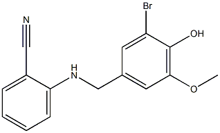 2-{[(3-bromo-4-hydroxy-5-methoxyphenyl)methyl]amino}benzonitrile Struktur