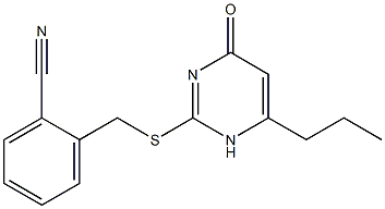 2-{[(4-oxo-6-propyl-1,4-dihydropyrimidin-2-yl)sulfanyl]methyl}benzonitrile 化学構造式