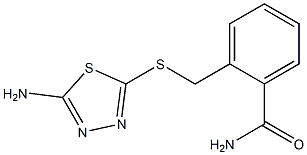 2-{[(5-amino-1,3,4-thiadiazol-2-yl)sulfanyl]methyl}benzamide Struktur