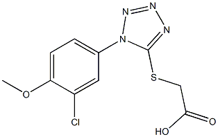 2-{[1-(3-chloro-4-methoxyphenyl)-1H-1,2,3,4-tetrazol-5-yl]sulfanyl}acetic acid,,结构式