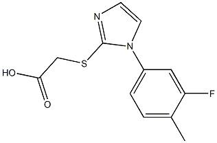 2-{[1-(3-fluoro-4-methylphenyl)-1H-imidazol-2-yl]sulfanyl}acetic acid Struktur