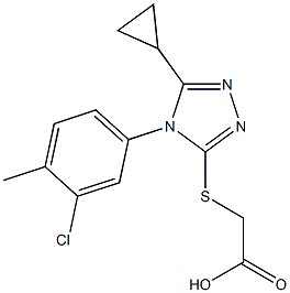 2-{[4-(3-chloro-4-methylphenyl)-5-cyclopropyl-4H-1,2,4-triazol-3-yl]sulfanyl}acetic acid,,结构式