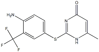 2-{[4-amino-3-(trifluoromethyl)phenyl]sulfanyl}-6-methyl-1,4-dihydropyrimidin-4-one,,结构式