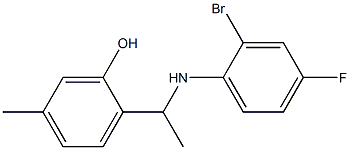 2-{1-[(2-bromo-4-fluorophenyl)amino]ethyl}-5-methylphenol 化学構造式