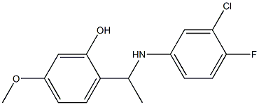 2-{1-[(3-chloro-4-fluorophenyl)amino]ethyl}-5-methoxyphenol Struktur