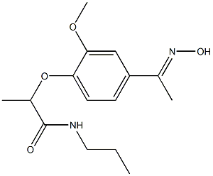 2-{4-[1-(hydroxyimino)ethyl]-2-methoxyphenoxy}-N-propylpropanamide Struktur