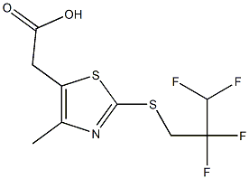 2-{4-methyl-2-[(2,2,3,3-tetrafluoropropyl)sulfanyl]-1,3-thiazol-5-yl}acetic acid 化学構造式